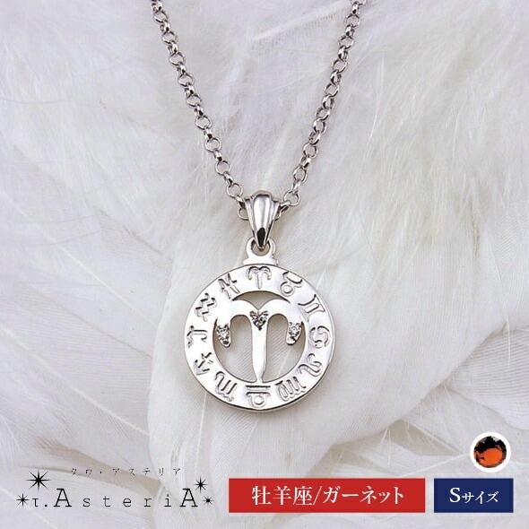 τ-Ast eri A SV タウアステリア ネックレス Sサイズ （ 牡羊座 星座守護石 ガーネット ） シルバー