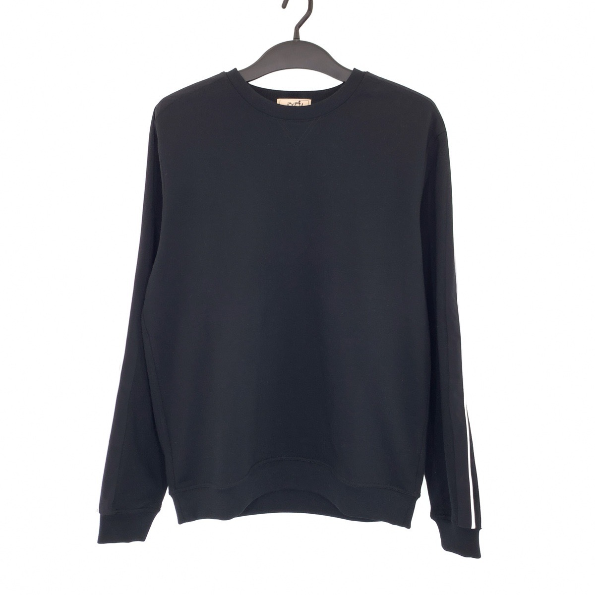 超美品 22AW RunH サイズL ブラック 黒 ホワイト 白 コットン H167515HA013XL トレーナー スウェット 裏起毛 メンズ 405679