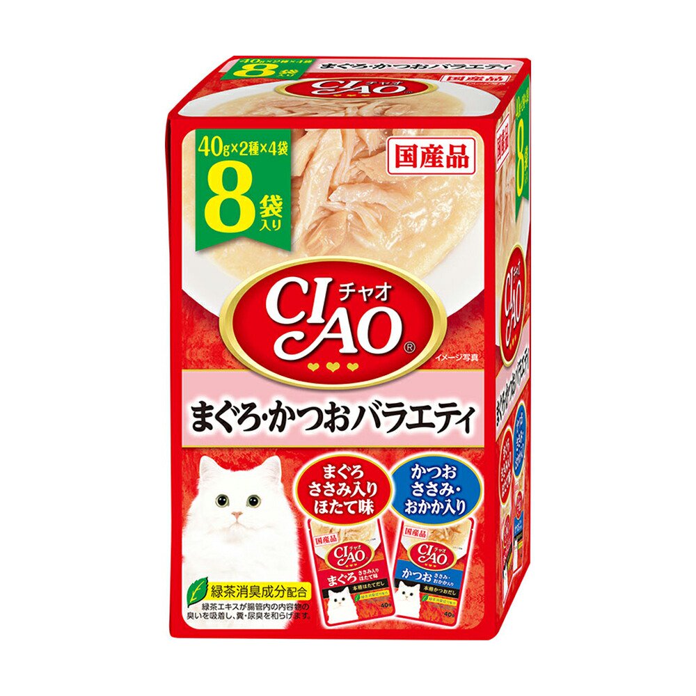 いなば　ＣＩＡＯ　チャオ　パウチ　８袋入り　まぐろ・かつおバラエティ　４０ｇX８袋X１２個　ＣＲＣ35―20―20―10―40