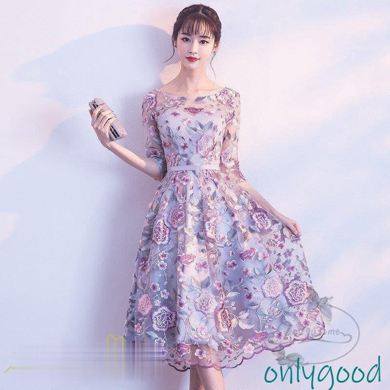 パーティードレス 10代 20代 30代40代 ワンピース おしゃれ お呼ばれ 花柄 結婚式 きれいめ 袖あり 膝下丈 春夏 着痩せ 二次会 オールインワン 4,996円