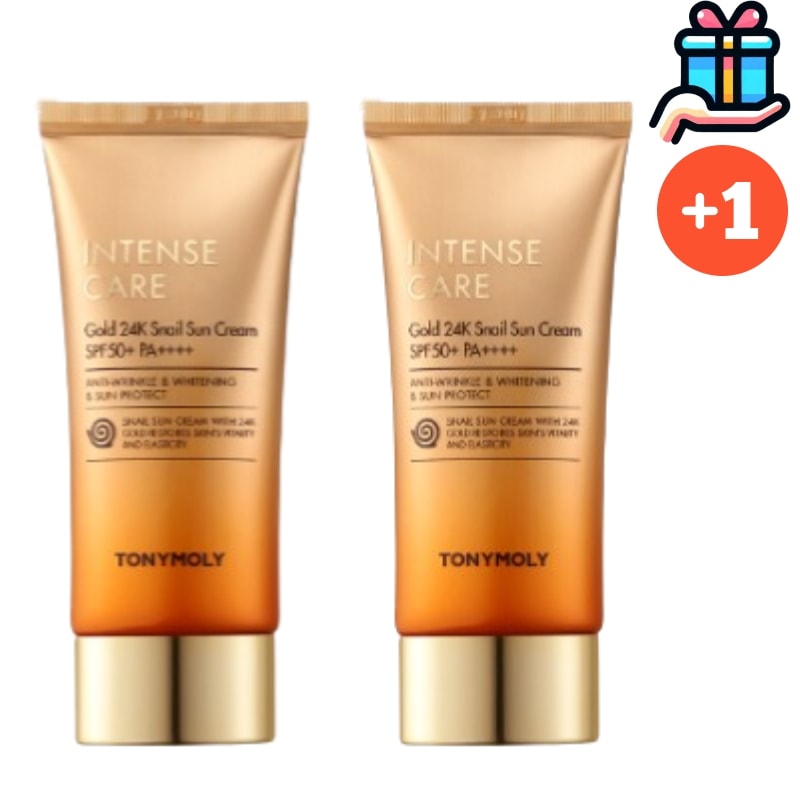 [韓国人気1+1] インテンスケアゴールド 24K スネイル日焼け止め 50ml+50ml 総100ml UVカット トーンアップ シワ 水分 しっとり サンケア 韓国コスメ 華やかさ 輝き さわやか