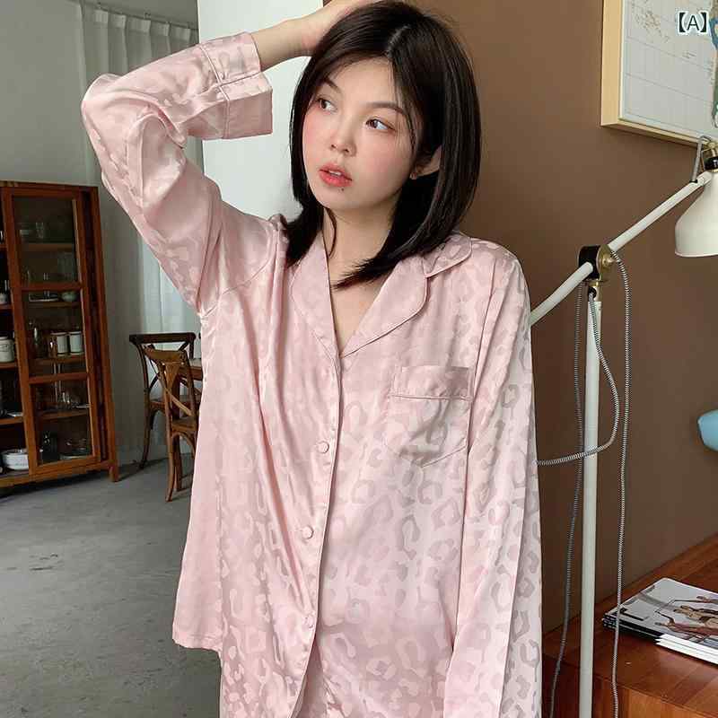パジャマ レディース ルームウェア パジャマ 春夏秋 長袖 フレンチ ヒョウ柄 セットアップ スーツ ホームウェア ピンク ブラック