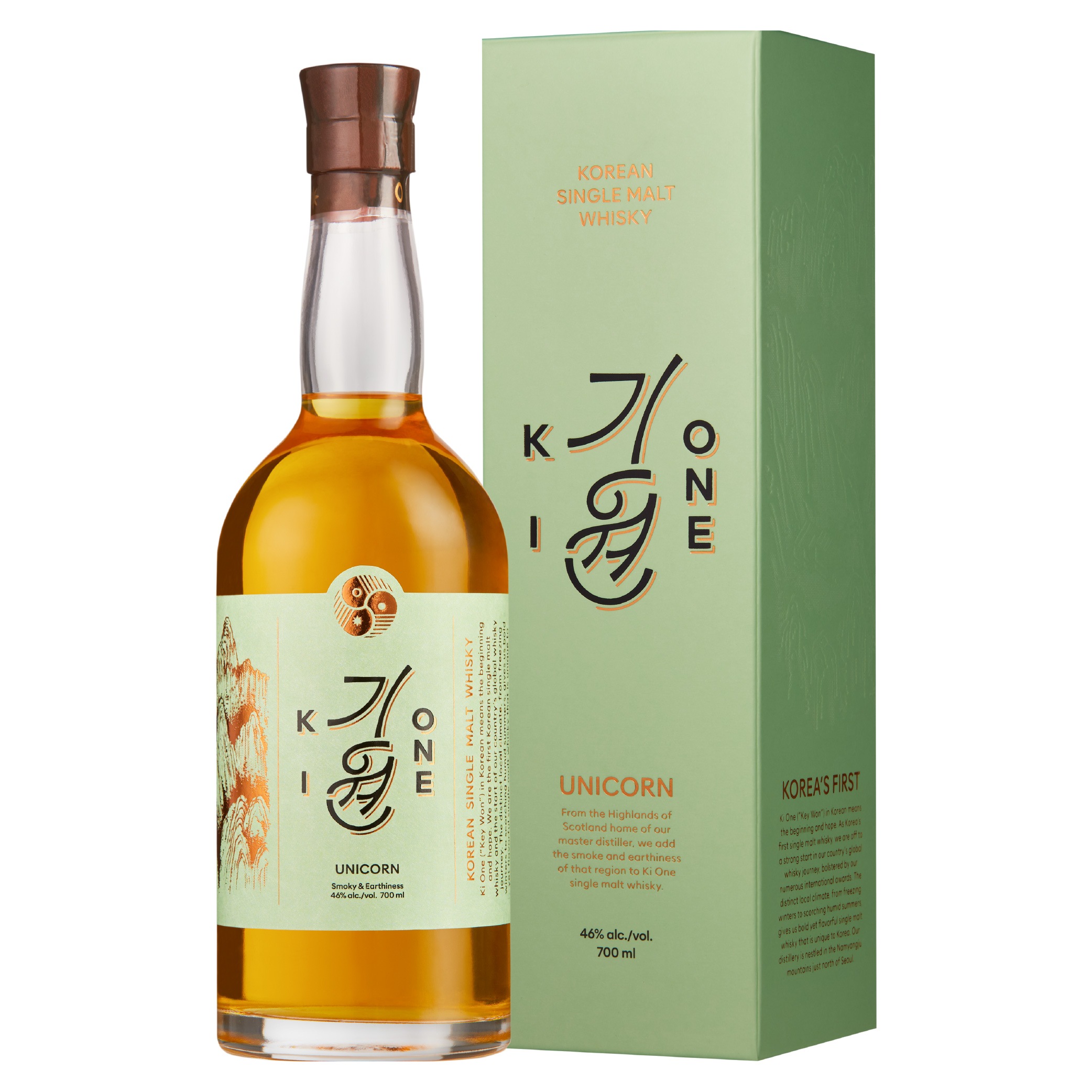 正規品 キウォン ユニコーン 700ml / 韓国 ピーテッドモルト ニューオーク ＆ バーボンカスク ギフトBOX入り Ki One