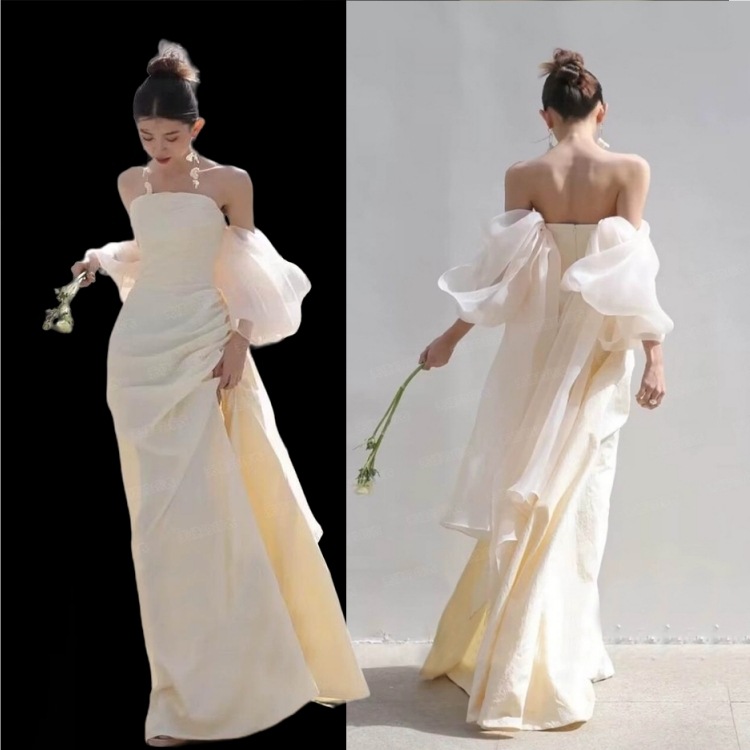 ウェディングドレス 白 パーティドレス 花嫁 結婚式 ドレス Aラインドレス 花嫁 挙式 二次会 ブライダル 結婚式 レディース ロングドレス レース プリンセスライン 撮影 ふわふわのフェアリー