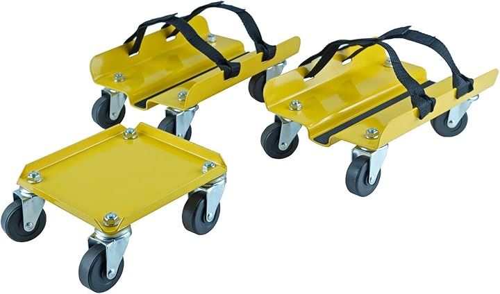 スノーモービル台車セット 耐荷重682Kg 高耐久ストラップ付き 2インチ スイベルキャスター KF2019