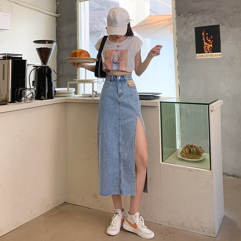スリットデニムスカート ハイウエスト デニムスカート スリット ロングスカート デニム スカート 美 Chrysalisventures Com