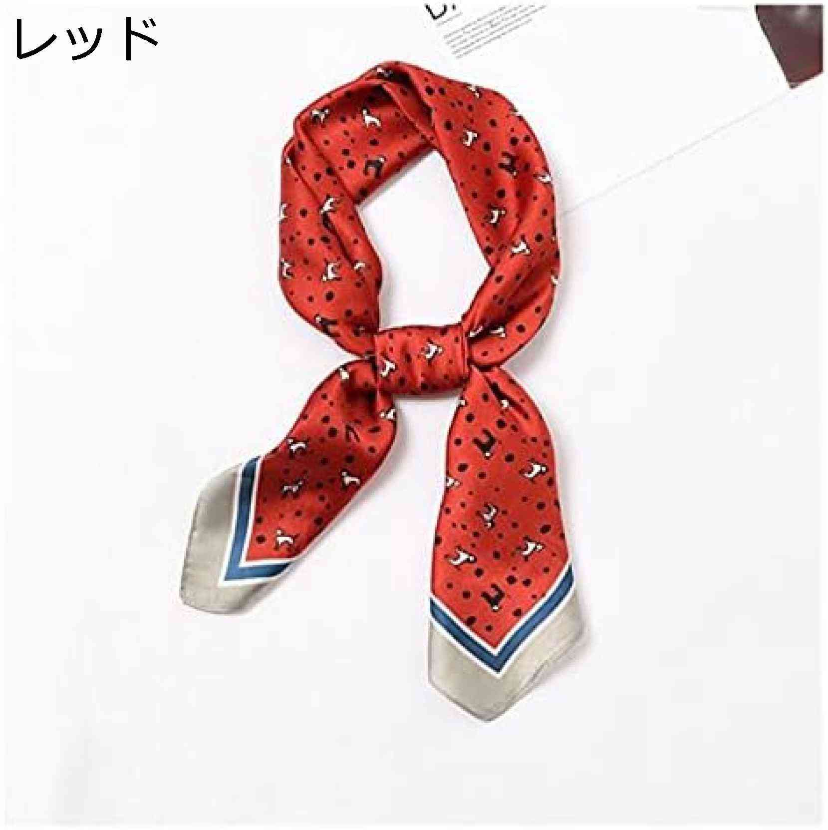 【20%OFFクーポン～】かわいい犬のプリント女性多機能ポリエステルスカーフサテン小さなスクエアラップスカーフ70x70cm新しい (Color : Red Size : 70x70cm)