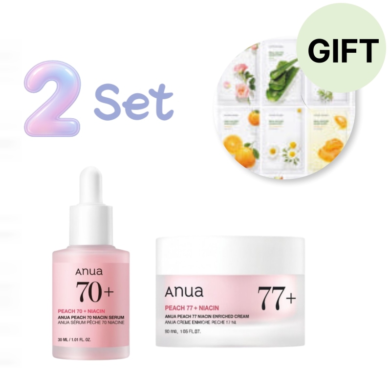 ピーチ70ナイアシンセラム30ml＋ピーチ77ナイアシンエンリッチクリーム50ml韓国コスメ・透明感・うるおい・低刺激・毛穴・ツヤ肌・スキンケア・人気・導入美容液・エイジングケア・敏感肌・ギフト