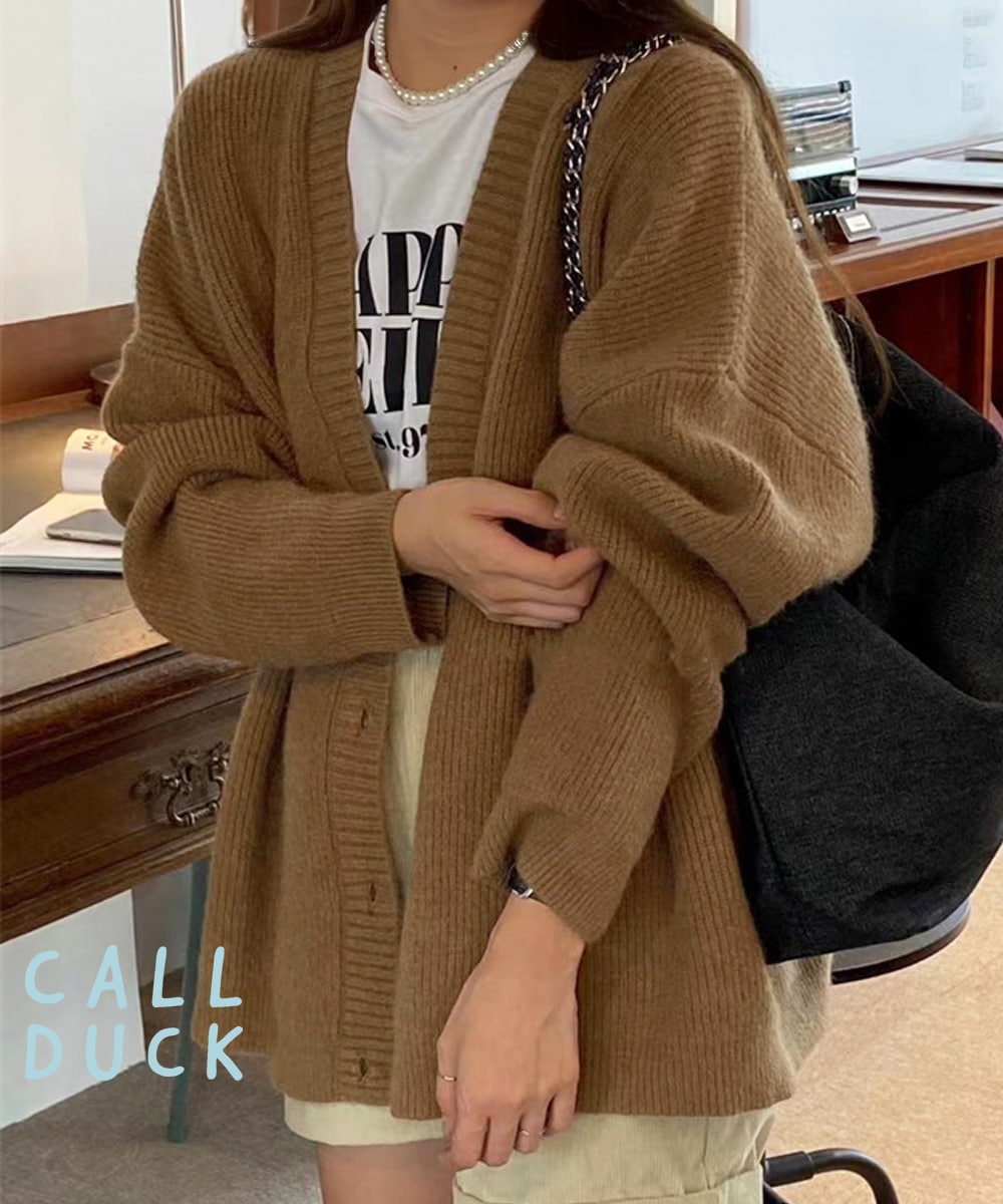 ニットカーディガン XL 長袖 レディース 中厚手 無地 セーター 羽織 カジュアル 体型カバー 秋冬 アウター 143944