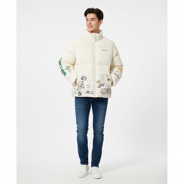 Kiki Graphic Down Short Puffer Cream
