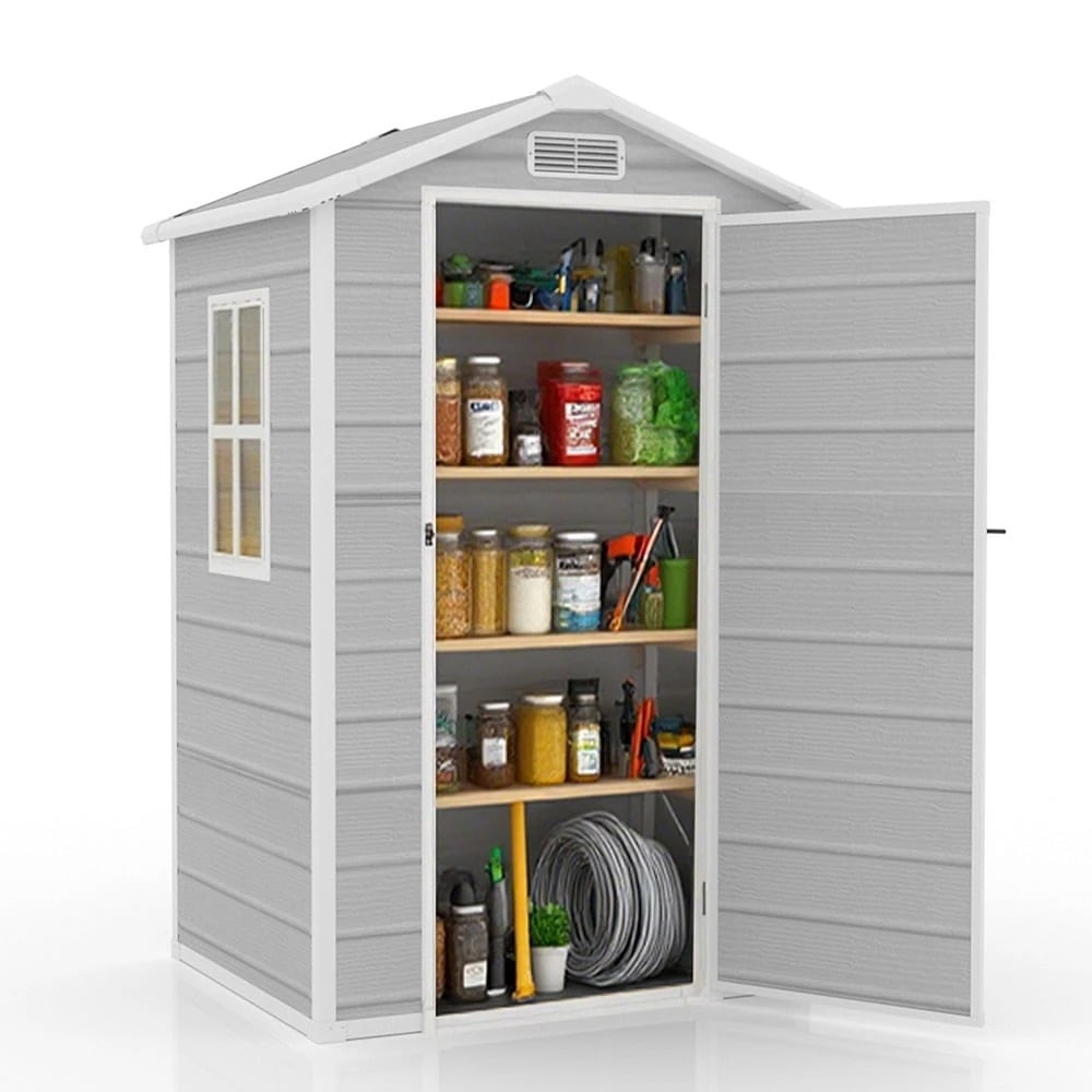 【国内即日発送】樹脂製物置 屋外 大型 倉庫 大型物置 戸外収納庫 物置 防水/耐侯 収納可能 ガーデン/庭/田畑/農場 頑丈 大容量 窓付き おしゃれ ガーデニング ガーデンボックス 収納 保管 家