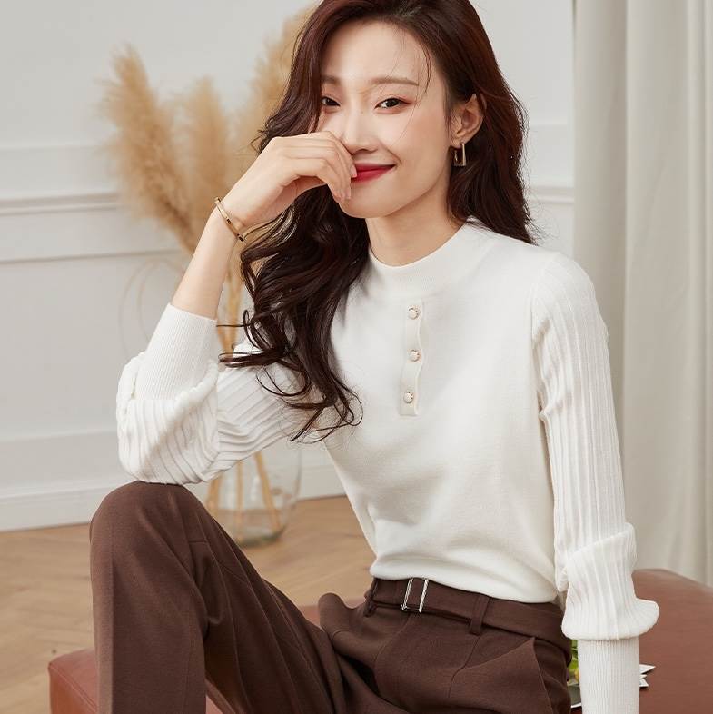 トップス レディース ニットソー セーター 袖あり 長袖 ハイネック ニット 上品 おしゃれ きれいめ レトロ 大人 可愛い 女子 こなれ感 ラフ エレガント 無地 秋 冬 入学式 入園式 卒業式 卒