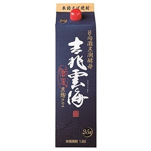 【送料無料】【ケース販売】雲海酒造 吉兆雲海 そば 黒麹 25度 パック 1800ml 1.8L6本/1ケース【北海道沖縄県東北四国九州地方は必ず送料が掛かります】 8,960円