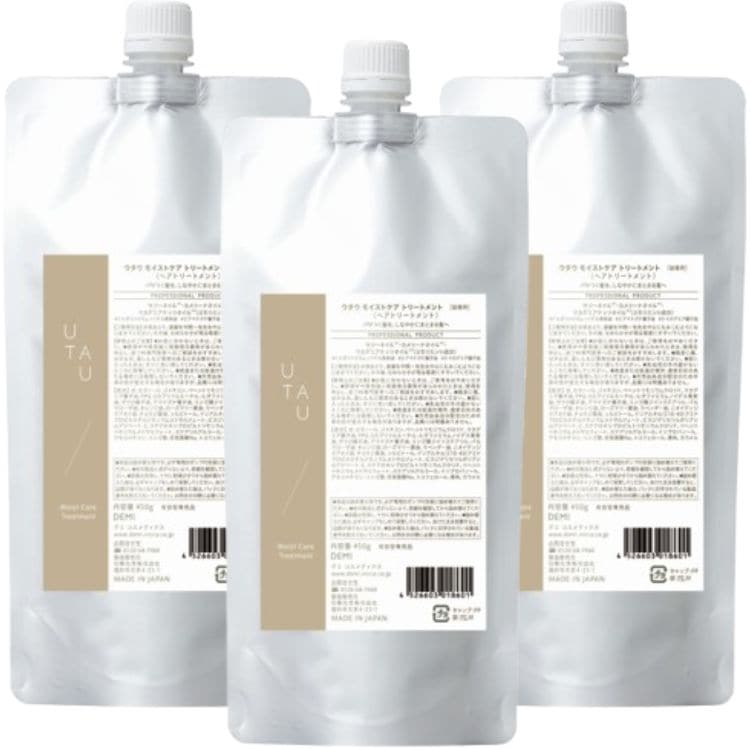 3個セット ウタウ モイストケアトリートメント 450ml 詰替え レフィル デミ パサつく髪 植物由来 しっとり まとまる髪 オイル