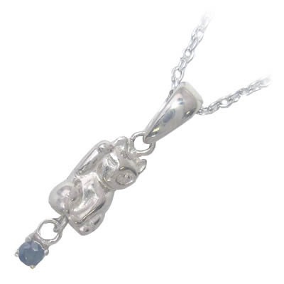 幸せを招く猫モチーフ ( 9月誕生石 ) シルバー サファイアペンダントネックレス楽ギフ_包装