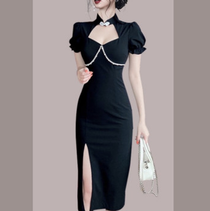 ワンピース デート ミモレ ミモレ丈 袖あり 半袖 スリム タイト 細身 スリット かわいい 大人可愛い きれいめ シンプル カジュアル 大人 上品 おしゃれ お洒落 主役級 存在感 夏 10代