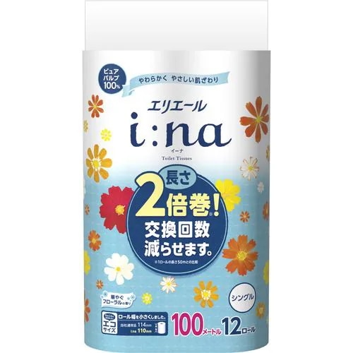 エリエール イーナ トイレットティシュー シングル 12ロール 入り 製品画像