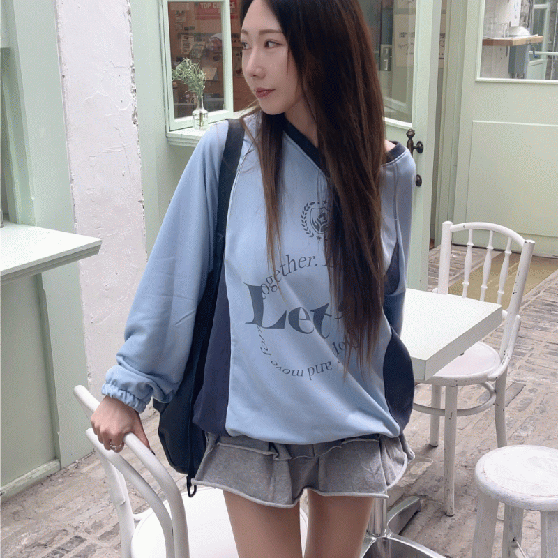 韓国スタイル ルーズフィット スポーティー マンツーマンTシャツ (3 color)