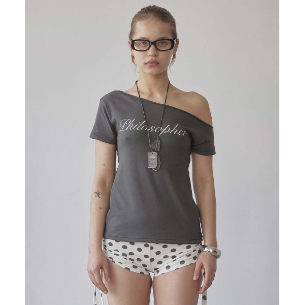 SCULPTOR フックミーアップ レイヤードティー チャコール