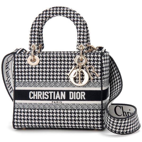 ディオール トートバッグ ブラック/ホワイト M0565OZAE M911 DONNA LADY D-LITE MD HOUNDSTOOTH EMBROIDERY BLACK/WHITE 並行輸入品