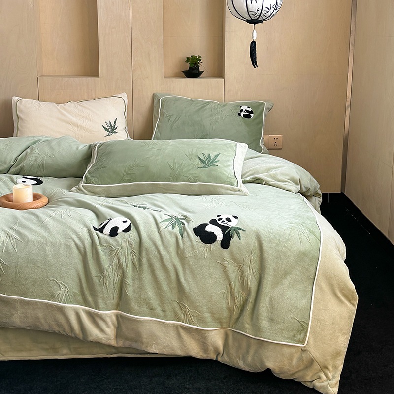 A類4点セットハイク重ミルクフロマージュフランネルサンゴフロマージュカートゥーンアップリケベッド品キット