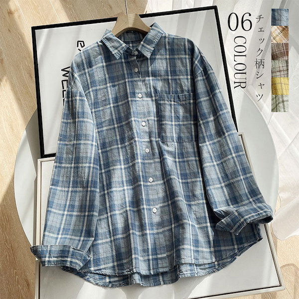 Qoo10] チュニック 長袖 シャツ チェック チェ