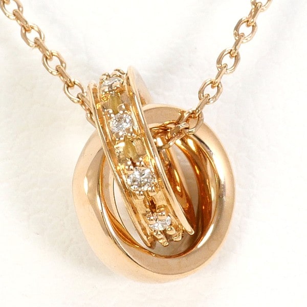 4℃ K10PG ネックレス ダイヤ 総重量約1.7g 約40cm ジュエリー 中古