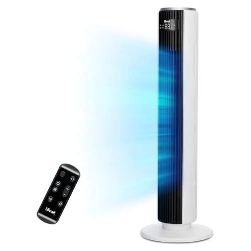 Levoit (レボイト) 扇風機 タワーファン 静音 羽なし 送風機 左右90自動首振り 温度センサー付き 自動風量調節 12時間タイマー リモコン付き 7.5m/s 冷風 リビング/寝室 縦型