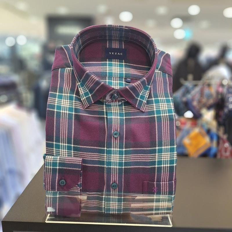 裏起毛チェック柄レギュラーシャツ YJ4FBA182-MI_BP