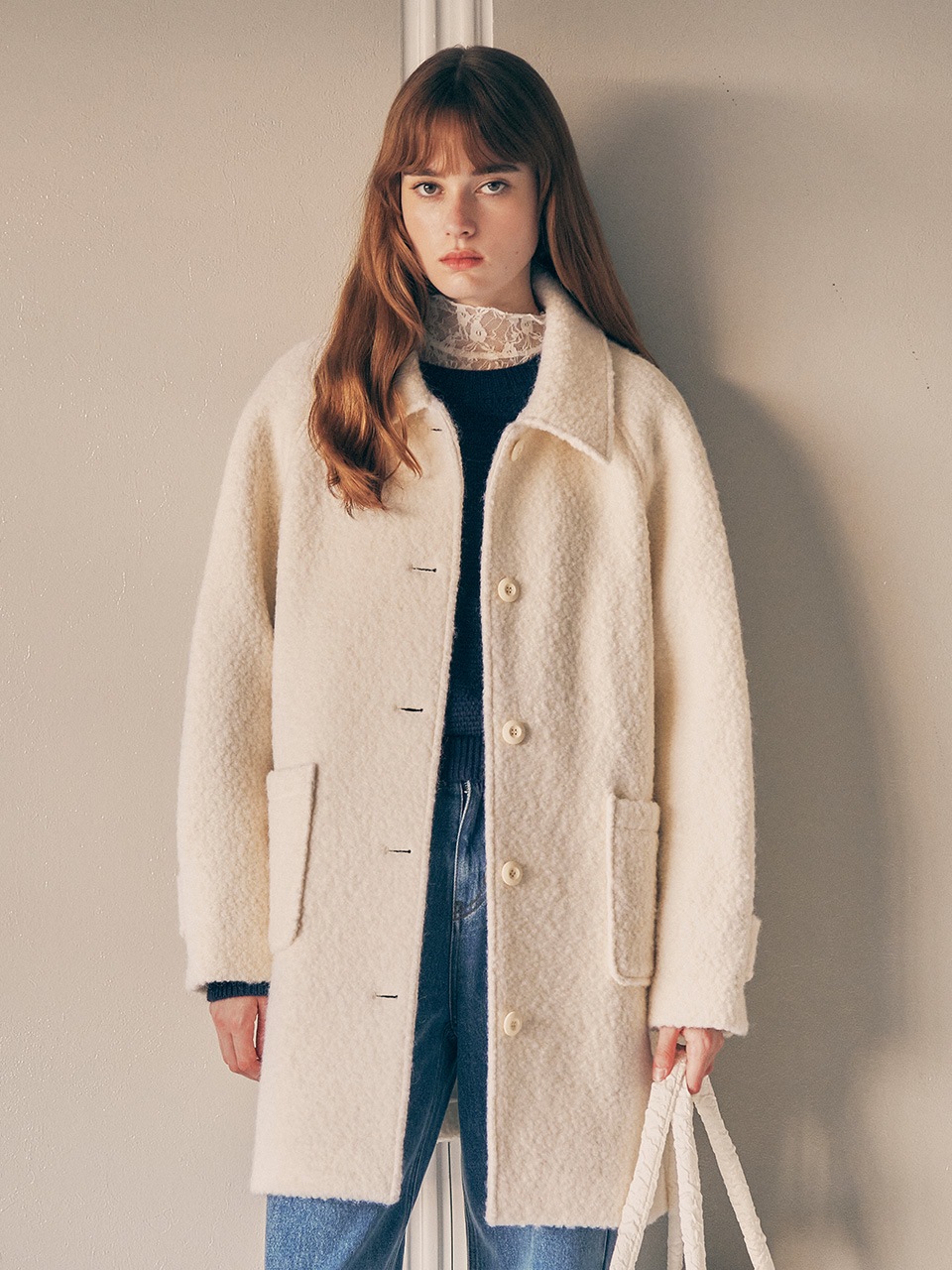 WOOL HALF COAT IVORY