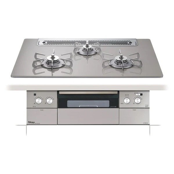 ビルトインガスコンロ 都市ガス用 両側強火タイプ 幅75cm PD-963WT-75GH-13A シャインシルバー CREA