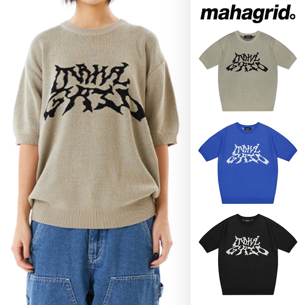[mahagrid] TRIBAL LOGO HALF KNIT