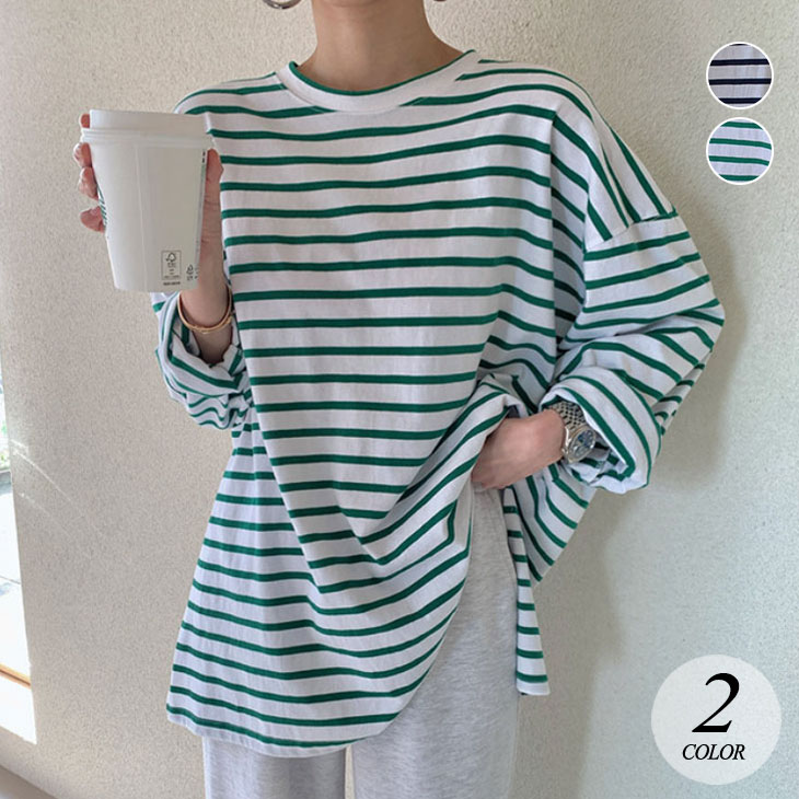 【2025新作 急速出荷】長袖 ボーダー Tシャツ レディース 春 秋 トップス 長袖Tシャツ ロングTシャツ ゆったり 日焼け防止 韓国 カジュアル ストリート ロンT ボーダーTシャツ 韓国ファッ