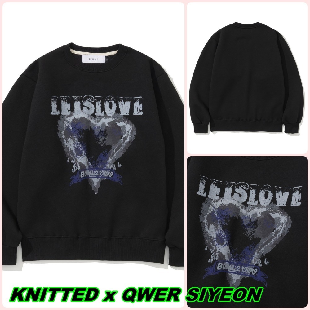 【KNITTED x QWER SIYEON】Lets Love Sweatshirt Black
