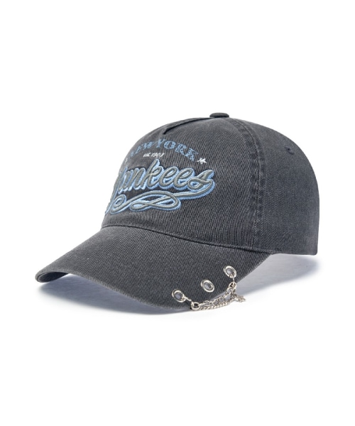 【MLB】 VINTAGE CURSIVE JEWELRY UNSTRUCTURED BALL CAP NY CHARCOAL GREY キャップ 正規品