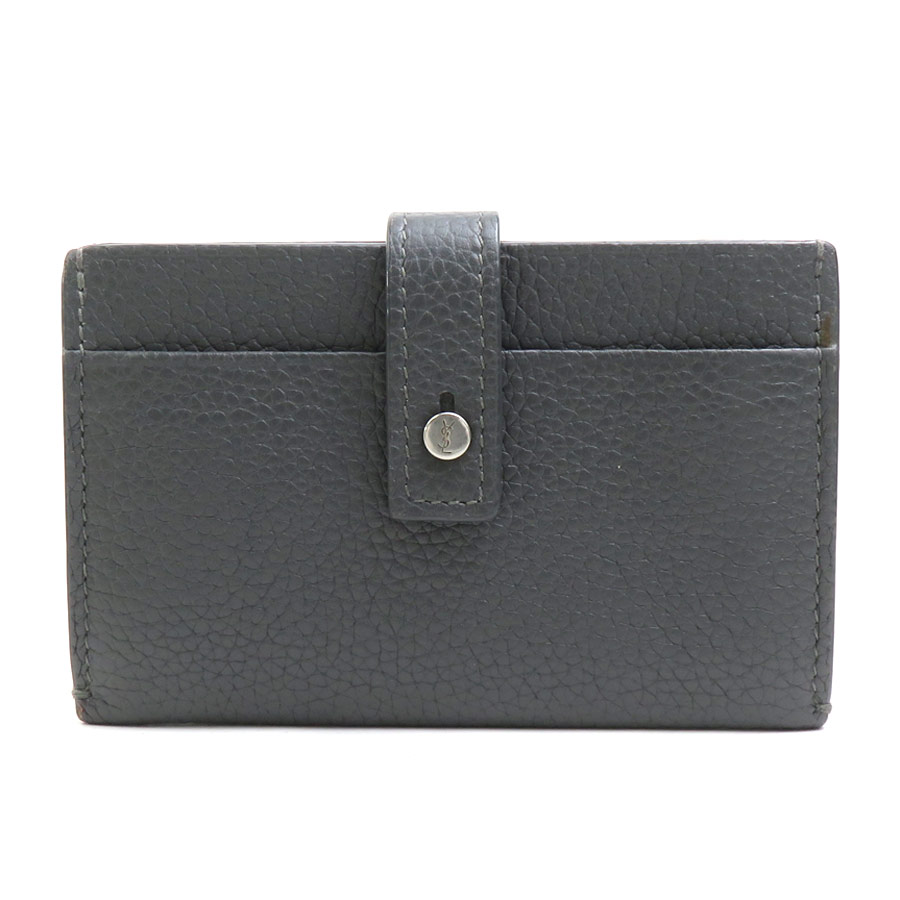 サンローラン SAINT LAURENT カードケース レザー グレー ユニセックス 56082a