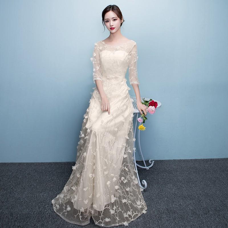 カラードレス 安い 演奏会 ロングドレス 袖あり パーティードレス 結婚式 花嫁 フォーマルドレス 二次会 披露宴 イブニングドレス コンサート