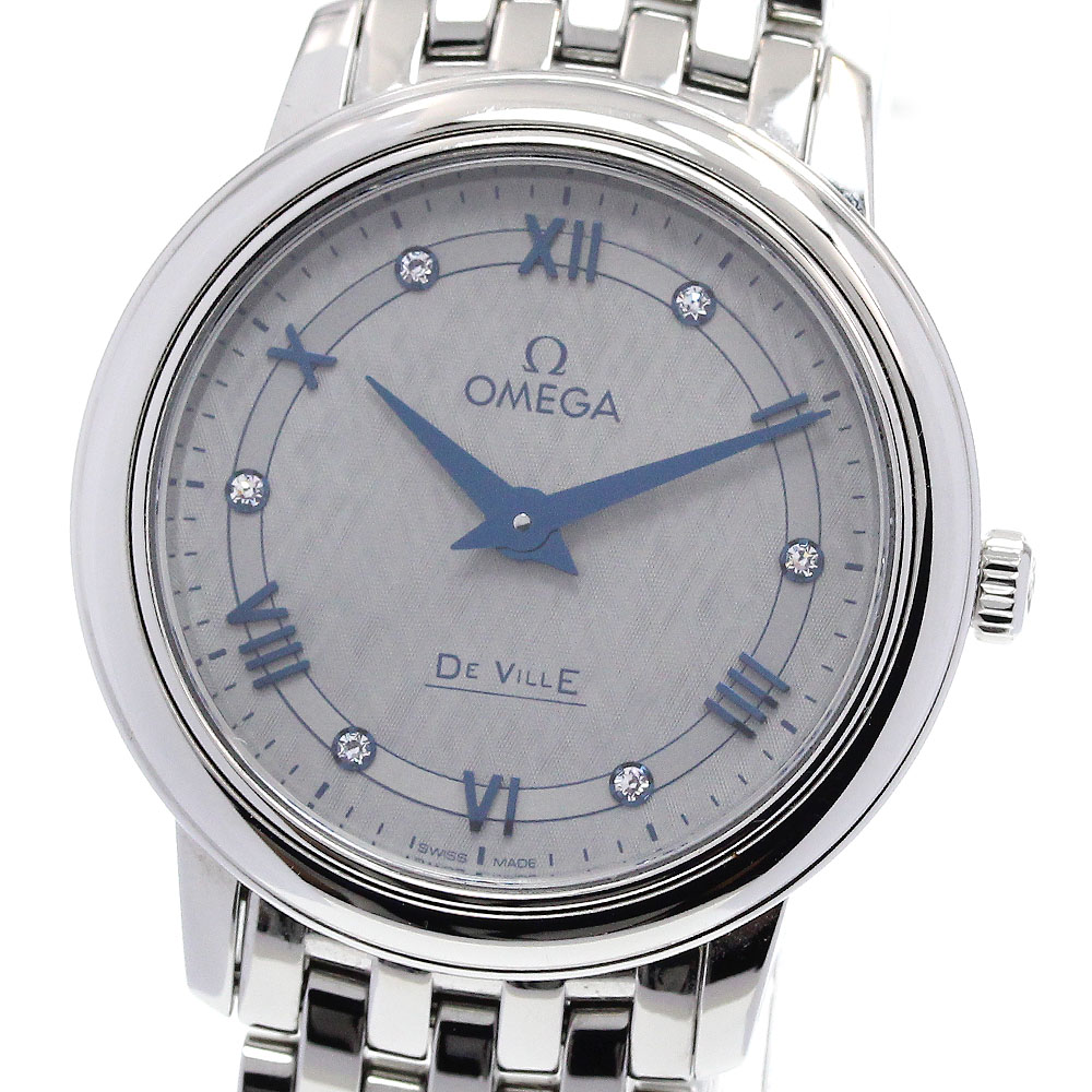 オメガ OMEGA 424.10.27.60.56.002 デビル プレステージ 6Pダイヤ クォーツ レディース 保証書付き_845305【中古】