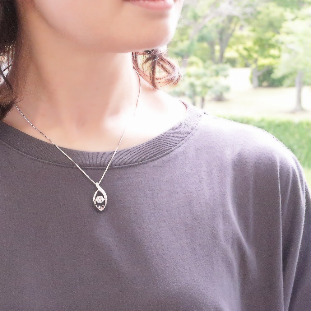 ネックレス レディース スターリングシルバー925 揺れる 大粒 1.0ct 贅沢屋 ZCDP
