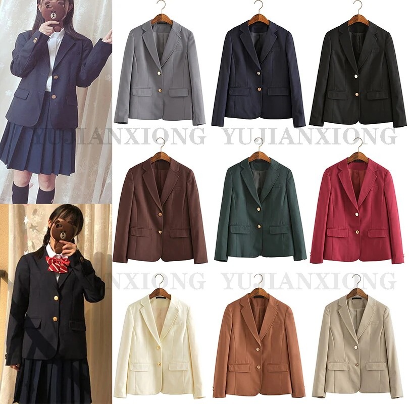 制服 ブレザー スクール ジャケット 学生服 トップス 女子制服 高校生 中学生 入学スーツ 卒業式 コート 上着 コスプレ コスチューム ハロウィン 衣装 仮装 全9色