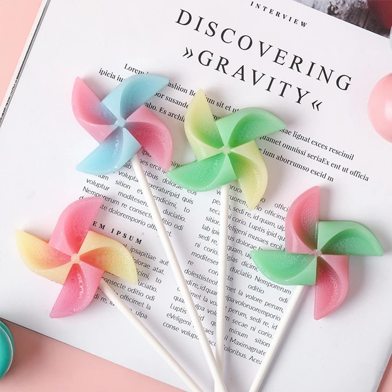 【2枚購入で 3oo円OFF】グラデーション風車ロリポップシュガーケーンなし風車ハードキャンディ子供用スナック食品