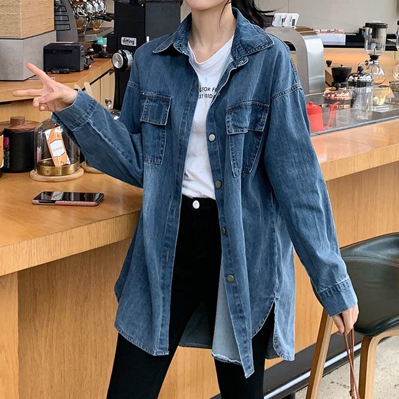 デニムシャツ トップス レディース シャツ デニム チュニック丈 サイドスリット 襟付き 長袖 ドロップショルダー 羽織り ライトアウター 青 ブルー 大人可愛い きれいめ 上品 エレガント ガーリー