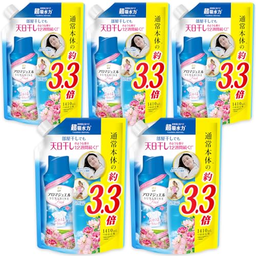 【ケース販売】ハピネス アロマジュエル 香り付け専用ビーズ おひさまフローラル 詰め替え 1410mL 5袋セット