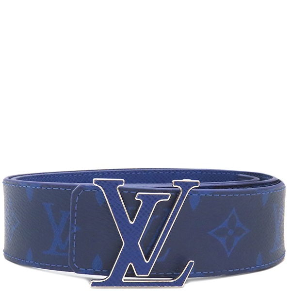 ルイヴィトン LOUIS VUITTON ベルト サンチュール イニシャル リバーシブルベルト 85/34 タイガ モノグラムコバルトキャンバス コバルト シルバー金具 青 タイガラマ M0159 A