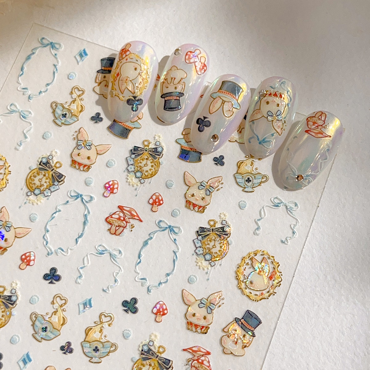 【1点ご購入 で10点プレゼントいたします】貝殻のラメ入りうさぎネイルシールカラフルでかわいいキャラクターのデコレーションシール