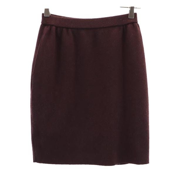 カシミヤ ミニスカート 40 ブラウン ウエストゴム仕様 レディース