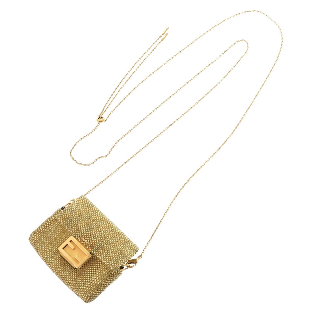 美品 ピコ バケット AirPodsケース エアポッズケース イヤホンケース ショルダーバッグ メタル/ビーズ ゴールド 2052【中古】 レディース