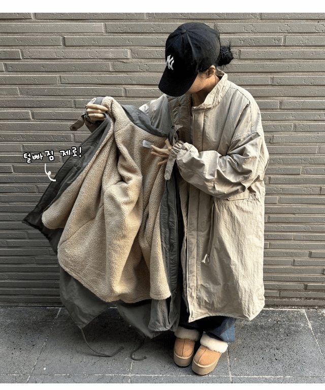 [抜け毛ゼロ！/ ぽかぽか] ボアロングダウン 男女共用 フィールドジャケット