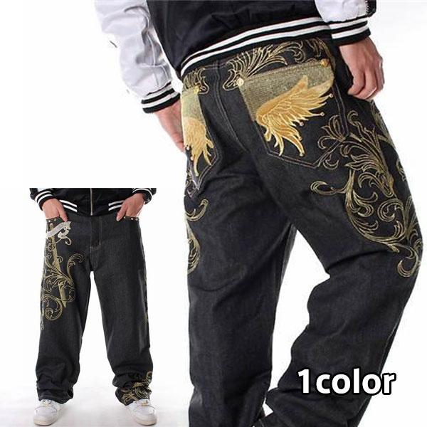 人気の新作先行発売柄 B系 パンツ 大きいサイズ ゆったり ジーンズ ヒップホップ ストリート 極太バギー デニム ルーズフィット メンズ HIPHOP 英字 ロゴ レディース 極太 刺繍【短納期】