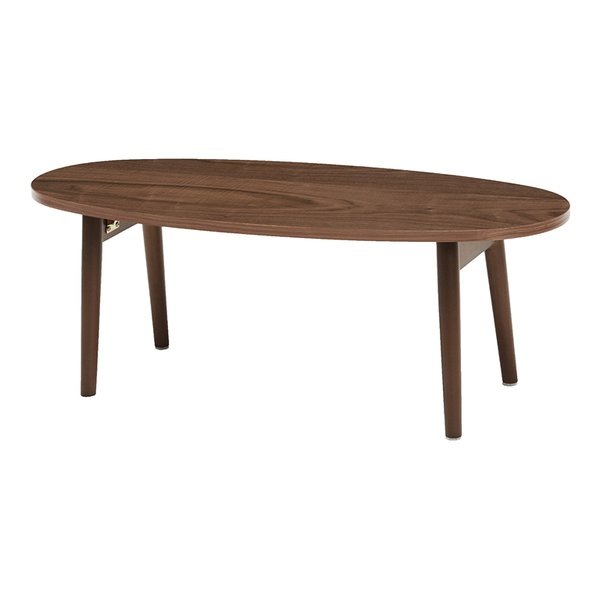 折れ脚丸テーブル ローテーブル シンプル 天然木 ブラウン 幅95x奥行40x高さ32cm MT-6420BR